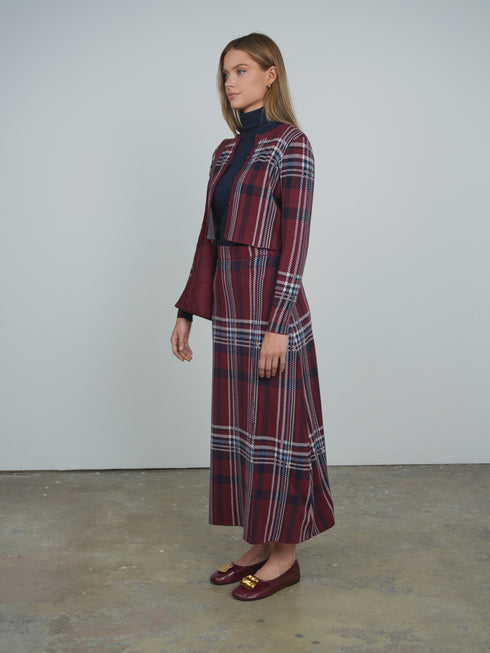 Point Plaid A-Line Panel Skirt